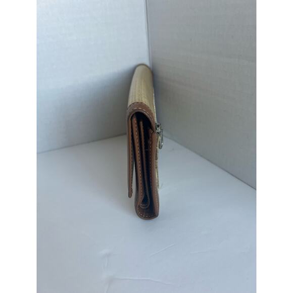 Vintage Dooney and Bourke Beige and Brown Leather Bifold Checkbook Over Flap - Picture 2 of 15